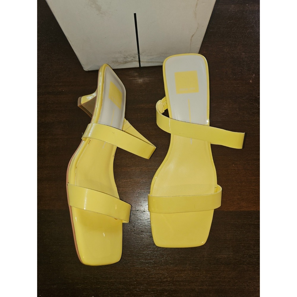 DOLCE VITA Womens‎ Bertie Yellow Square Toe Kitten Heel Slip On Heeled Sandal 9 - Picture 7 of 8
